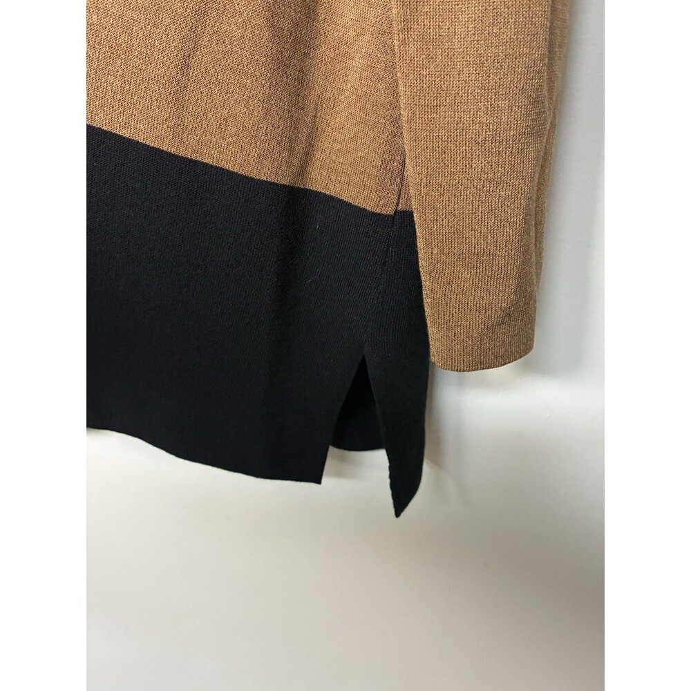 J Jill Cardigan Women Large Petite Brown Black  Colorblock Longline Open Front - Picture 3 of 9